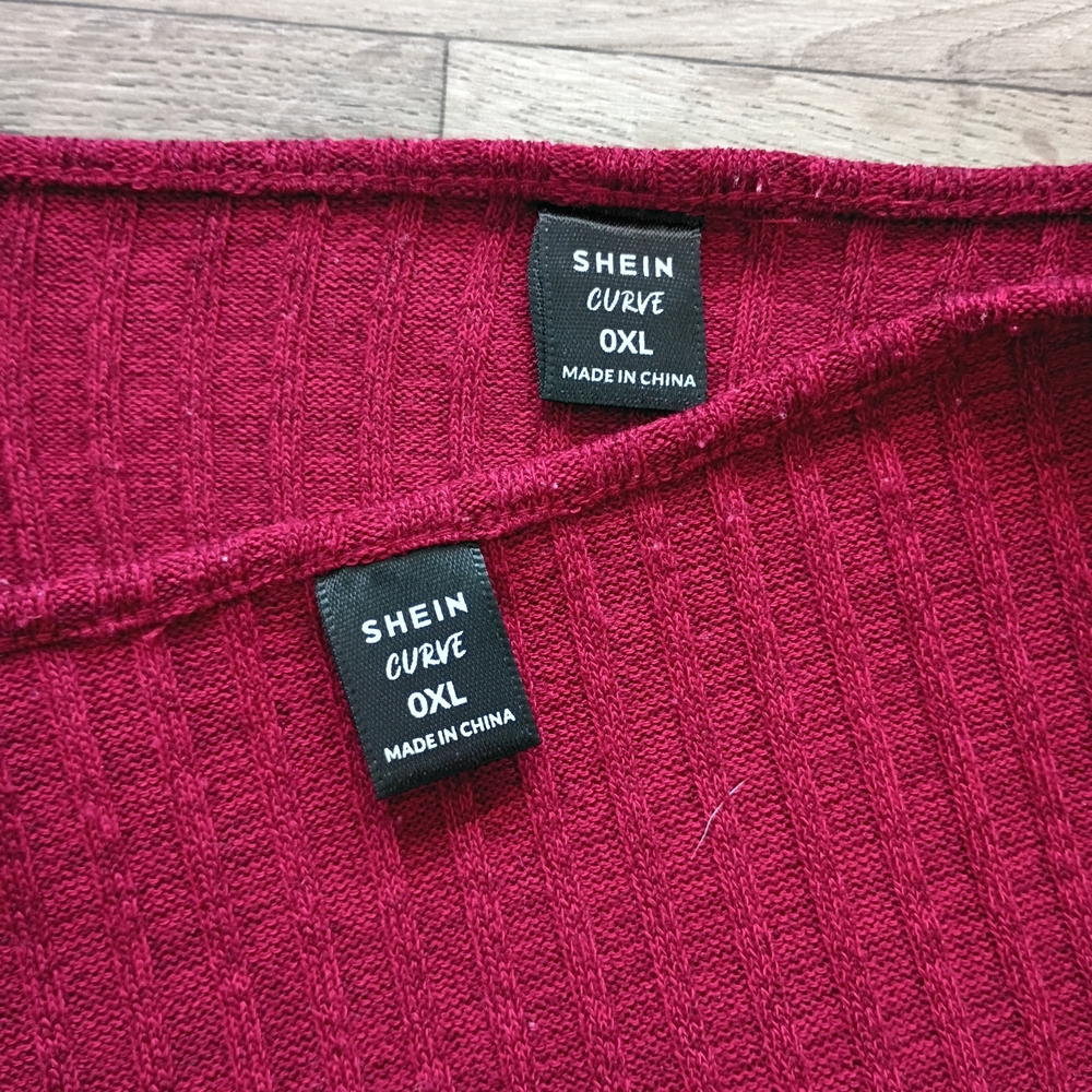 SHEIN Burgundy Ribbed Knit Mini Dress with Cropped Cardigan - Picture 9 of 9